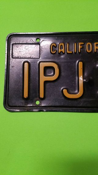 1963 Vintage California License Plate Tag Vintage Black Plate IPJ 322 3