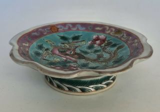 Antique Chinese Nyonya Straits Porcelain Footed Bowl / Dish 3