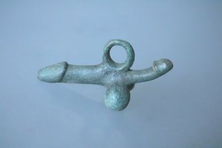 Ancient Roman Bronze Double Phallus Pendant Amulet 1st - 4th Century Ad