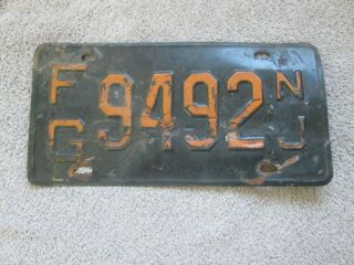 Vintage 1950’s Essex County Black & Orange Jersey License Plate - F/g 9492