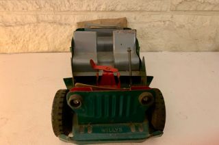 Vintage Pressed Steel Toy Marx Lumar Williys Jeep W/ Canvas Top And Lights 2