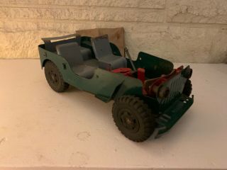 Vintage Pressed Steel Toy Marx Lumar Williys Jeep W/ Canvas Top And Lights 3