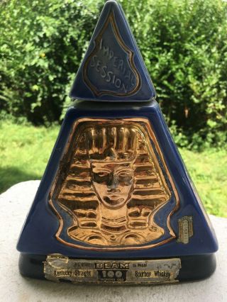 Vintage 1970 Jim Beam Whiskey Decanter Imperial Session Indiana Pyramid Bottle