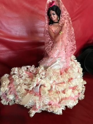 12” Marin Chiclana Flamenco Doll Pink Dress