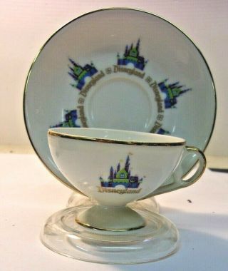 Vintage Disneyland Castle Souvenir Tea Cup And Saucer Japan