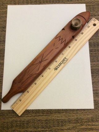 Wood Pipe Hand Carved And Signed By Tom ‘grey Wolf’