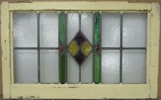 Old English Leaded Stained Glass Window Transom Pretty Geometric 27.  75 " X 17.  25 "
