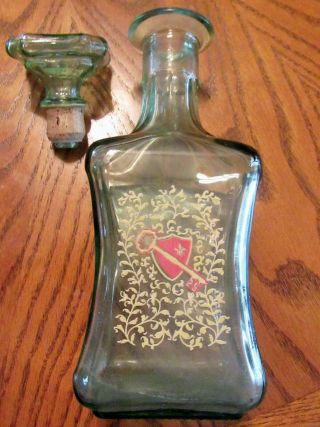 Vintage Empty Old Fitzgerald Green Glass Liquor Bottle Decanter