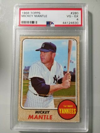 1968 Topps Mickey Mantle 280 Psa 4 Vgex Centered