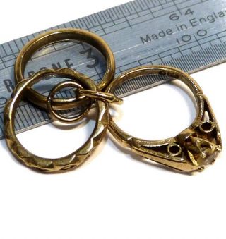 Antique Vintage 9ct Gold Wedding Ring Charms For Bracelet Scrap Gold Or Wear,