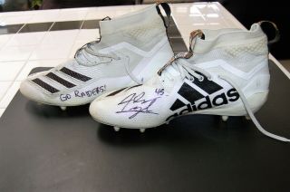 Alec Ingold Oakland Raiders Game Worn Cleats And Gloves Wisconsin Badgers