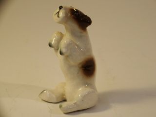 Vintage Miniature Porcelain Ceramic Terrier Dog Figurine White Brown Tan 3 "