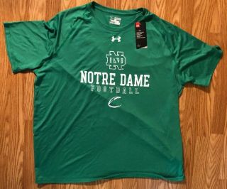 Notre Dame Football Team Issued Under Armour Shirt Irish Wear Green 3xl