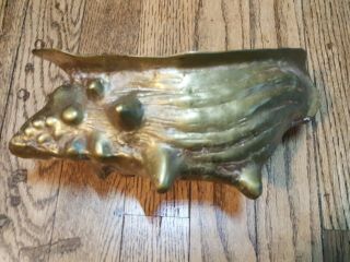 Vintage Solid Brass Conch Sea Shell Planter Vase Made In Korea