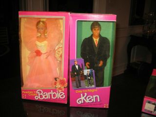 Vintage Mattel 1984 Peaches And Cream Barbie 7926,  1984 Day To Night Ken Nrfb
