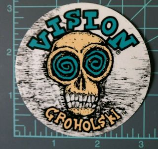 Vintage 1988 Vision Tom Groholski " Skeleton " Team Logo Sticker - Nos,  - Green