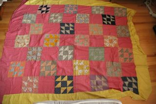 Vintage Handmade Hand Sewn Quilt Top Feed Sacks Pink Prints 80 " X 94 " Cutter