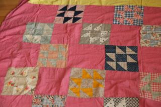 Vintage Handmade Hand Sewn Quilt Top Feed Sacks Pink Prints 80 