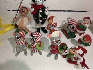 Annalee Christmas Santa Mice Snowman Set Of 10 Dolls