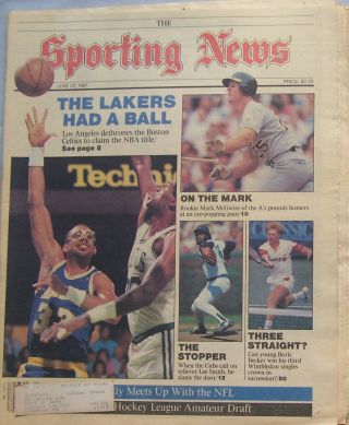 Kareem Abdul Jabbar Lakers 1987 Sporting News Mark Mcgwire A 