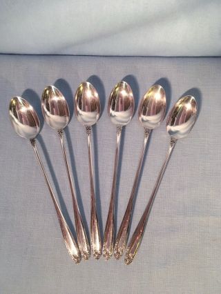 Set Of 6pc.  International Prelude Sterling Silver Iced Tea Spoons No Mono