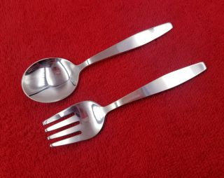 Plain Towle Sterling Silver 2 Piece Baby Child Spoon & Fork Set No Mono Modern