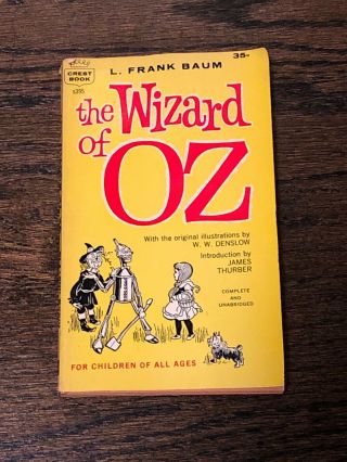 Vintage 1960 The Wizard Of Oz Paperback Book By L Frank Baum Crest Book