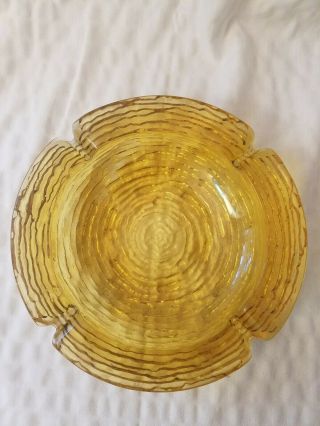 Vintage Anchor Hocking Glass Ashtray Soreno Honey Amber Mid Century 6 1/4 " Round