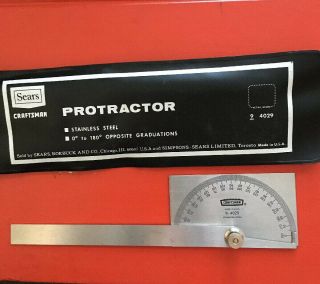 Vintage Craftsman Protractor 9 - 4029 Stainless Steel.  Usa Made