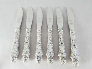 (6) Gorham Lily Sterling Silver 6 1/4 " Hh Butter Knives -