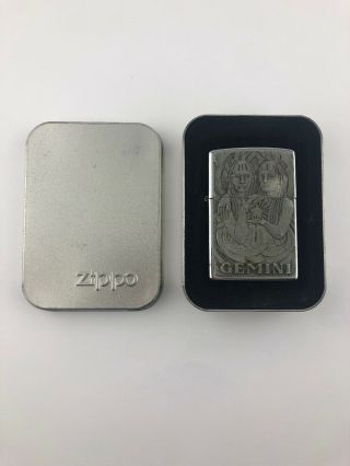 Zippo Lighter Gemini Zodiac Sign Raised