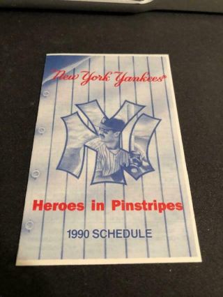 1990 York Yankees Baseball Pocket Schedule Yankees Version Don Mattingly