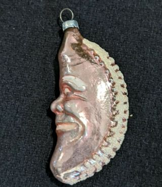 Vintage Man In The Moon Christmas Ornament West Germany Pink