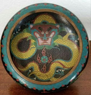 Fine Antique Chinese Cloisonne Dragon Large Bowl,  Color