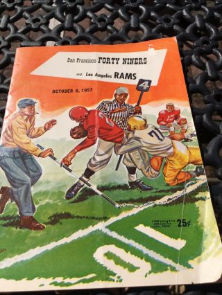October 6,  1957 San Francisco 49ers Vs.  Los Angeles Rams Football Program