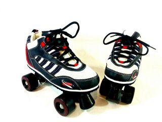 Vintage Retro Fireball Quad Roller Skates Size 6/7 Red White & Blue