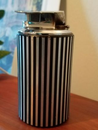 Vintage Ronson Table Lighter Art Deco Black Silver Vertical Stripes Germany