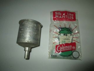 Vintage Coleman No.  0 Funnel & Package Of 2 Silk Lite Mantles