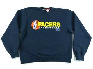Vtg 90s Champion Mens Indiana Pacers Crewneck Sweatshirt Xl Navy Blue Nba
