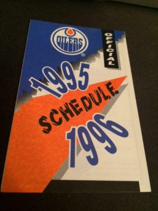 1995 - 96 Edmonton Oilers Hockey Pocket Schedule Molson Version
