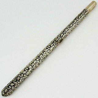 Antique Victorian Black,  Starr & Frost Fluted Scroll Sterling Silver Dip Pen