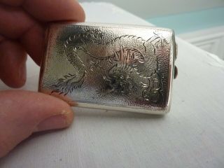 Dragon Decorated Chinese Solid Silver Vesta Case By Wai Kee C 1900