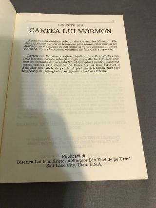 Selections Book of Mormon Romanian Angel Moroni Cartea Lui LDS Scripture 1981 2