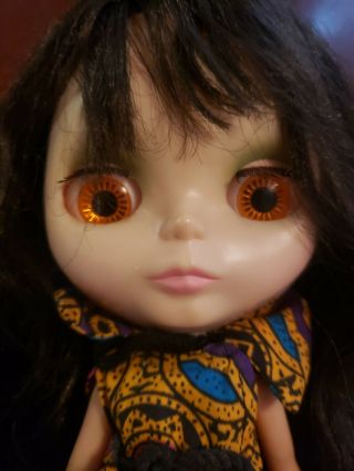 Vintage RARE 1972 Kenner Blythe Doll Changing Eyes Brunette Dress 2