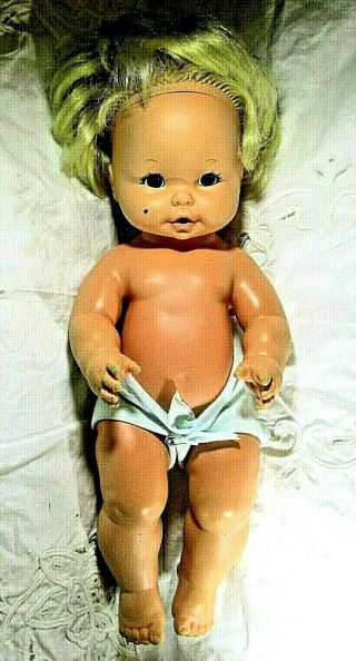 Vintage 1969 Mattel Baby Tender Love Talks Drinks Wets Rubber Body 16 " Long