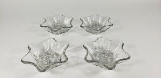 Four Vintage Clear Cut Glass Star Shaped Tapered Candle Holder Set Of 4