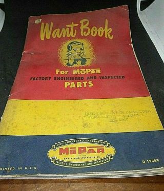Vintage 1948 - 1953 Mopar Parts & Accessories Want Book Un -
