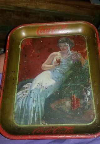Vintage 1936 Coca - Cola Metal Tray Sign Soda Gas Oil