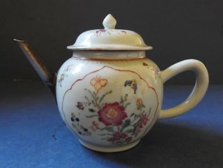 Chinese Famille Rose Porcelain Teapot - Silver Spout - Qianlong - 18th Century