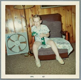 341 Color,  Having A Soda Before Bed,  Young Boy,  Vintage 1967 Photo